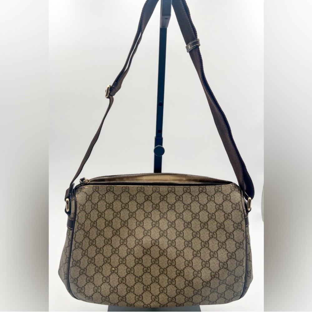 Gucci Brown/Beige GG Supreme Double Pocket Messenger Bag - Picture 2 of 8